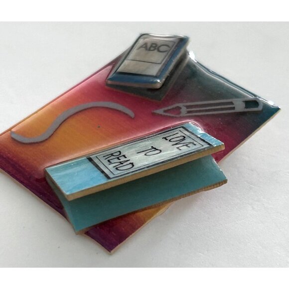 Handmade Lucinda Book Pins Love To Read Brooch ABC & Pencil Design - Picture 2 of 4